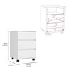 Tuhome Artemisa 3 Drawer Filing Cabinet, Four Casters, Superior Top, White ALB5974